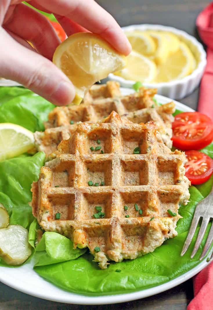 These Paleo Whole30 Tuna Cake Waffles are quick, easy, and healthy! Made in just minutes and gluten free, dairy free, nut free, and low FODMAP.