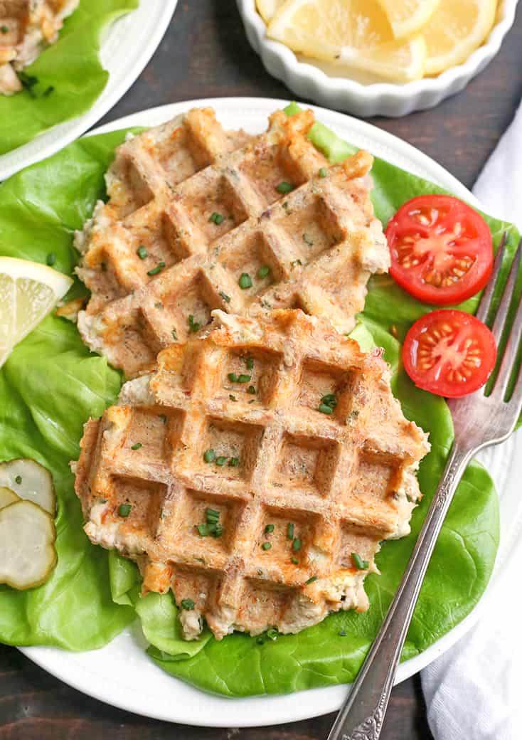 These Paleo Whole30 Tuna Cake Waffles are quick, easy, and healthy! Made in just minutes and gluten free, dairy free, nut free, and low FODMAP.