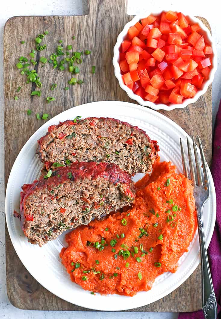 This Paleo Whole30 Mexican Meatloaf is easy to make and so flavorful. A healthy, hearty dinner that is low FODMAP, gluten free, dairy free, and low carb.