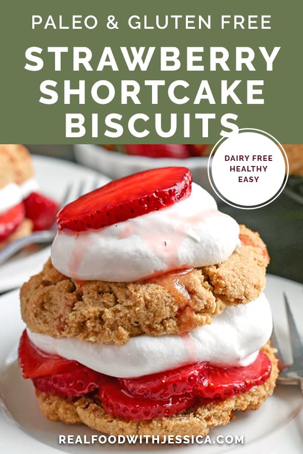 These Paleo Strawberry Shortcake Biscuits are easy to make and such a great summer dessert. Gluten free, dairy free, and naturally sweetened.