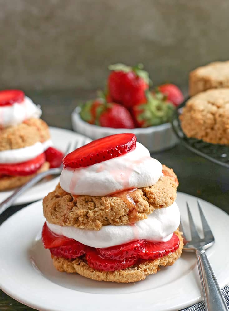 These Paleo Strawberry Shortcake Biscuits are easy to make and such a great summer dessert. Gluten free, dairy free, and naturally sweetened.