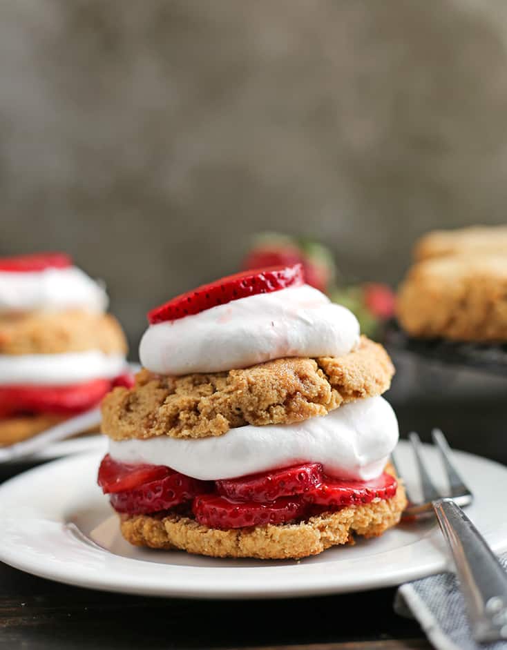 These Paleo Strawberry Shortcake Biscuits are easy to make and such a great summer dessert. Gluten free, dairy free, and naturally sweetened.