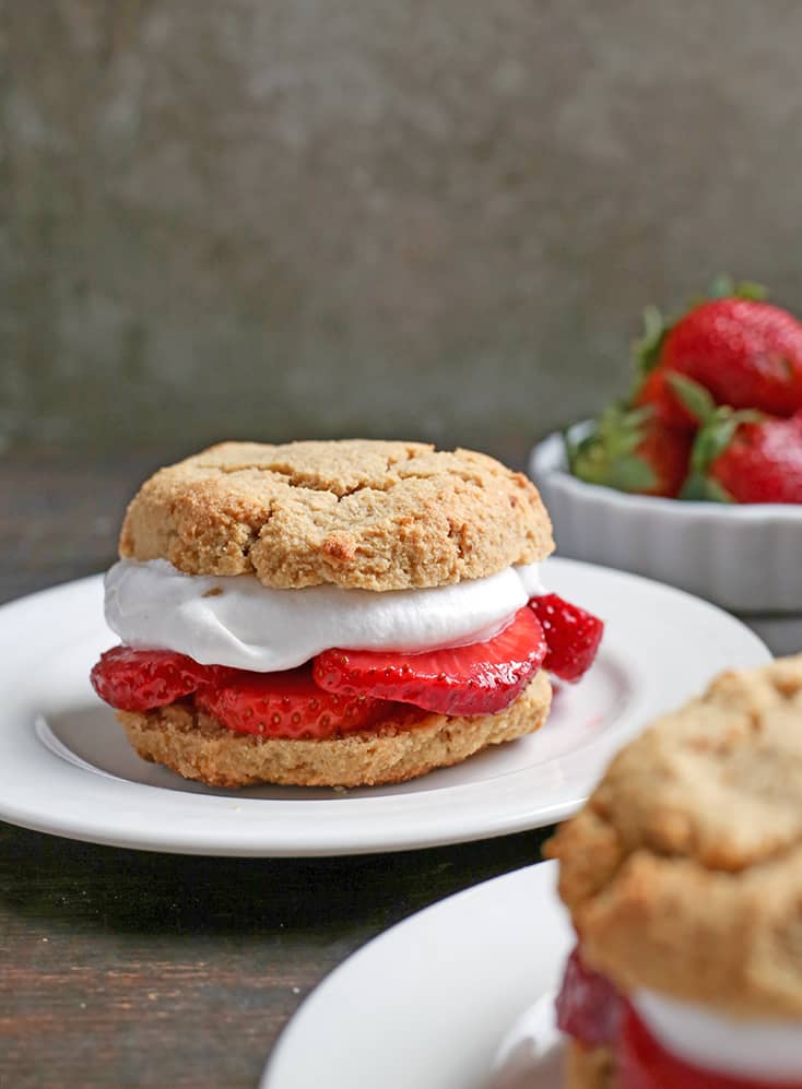 These Paleo Strawberry Shortcake Biscuits are easy to make and such a great summer dessert. Gluten free, dairy free, and naturally sweetened.