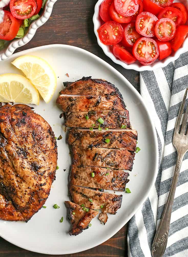 This Paleo Whole30 Chicken Shawarma Salad is healthy and so delicious! A simple marinade infuses the chicken with wonderful flavors and is grilled to perfection. Gluten free, dairy free, low carb, and low FODMAP. 