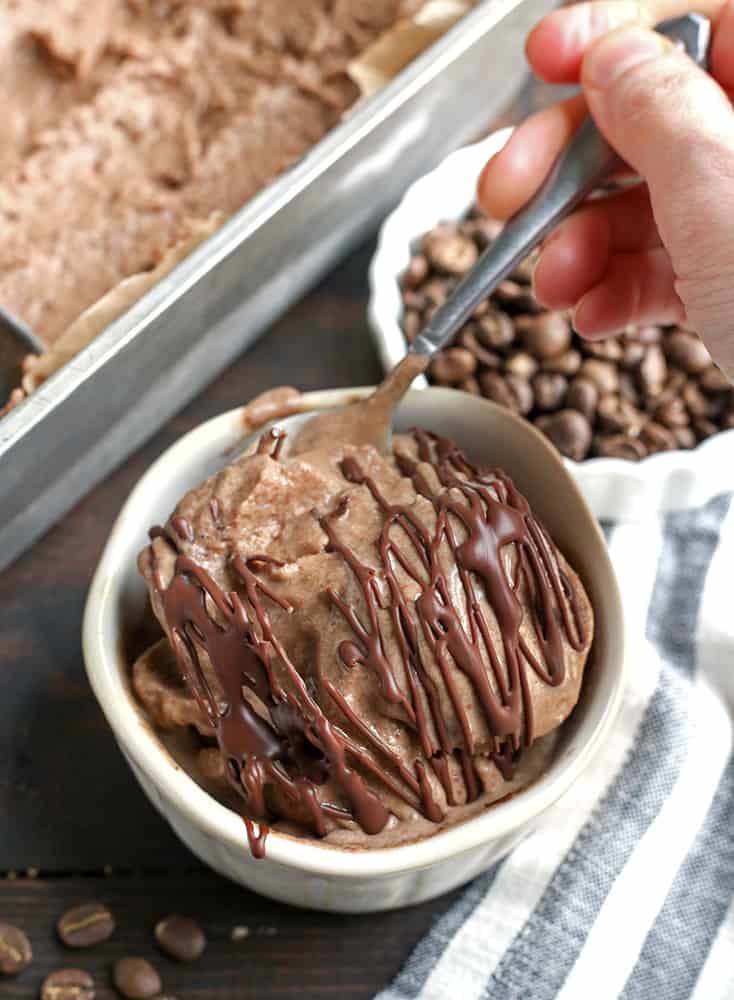 This Paleo Chocolate Coffee Ice Cream is rich, creamy, and so delicious! Easy to make and vegan, gluten free, dairy free, and naturally sweetened. 