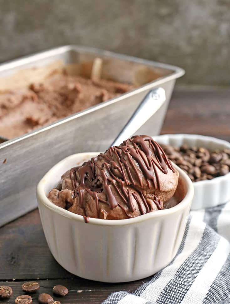 This Paleo Chocolate Coffee Ice Cream is rich, creamy, and so delicious! Easy to make and vegan, gluten free, dairy free, and naturally sweetened. 