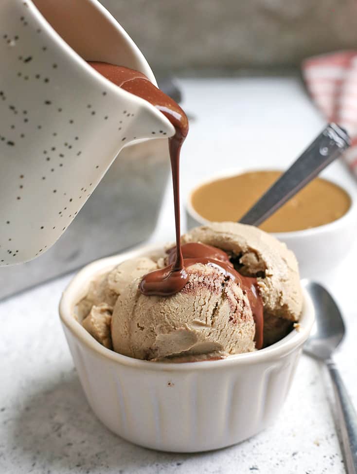 This Paleo No Churn SunButter Ice Cream is creamy, rich and so delicious! Made easy with no ice cream maker needed. Naturally sweetened with maple syrup, vegan, low FODMAP and dairy free.