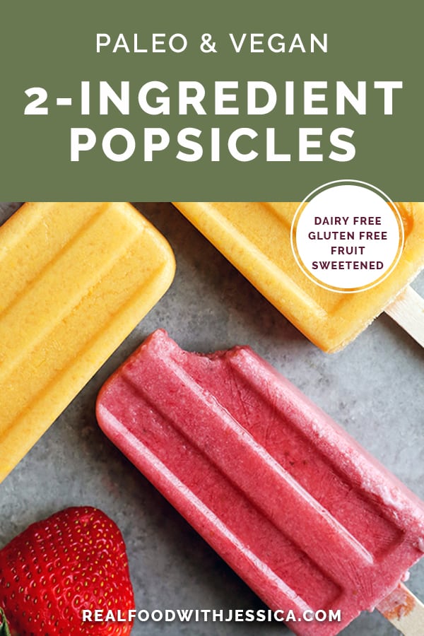 These Paleo Vegan 2 Ingredient Fruit Popsicles are easy to make and make a great summer treat. They are dairy free, nut free, and so delicious!