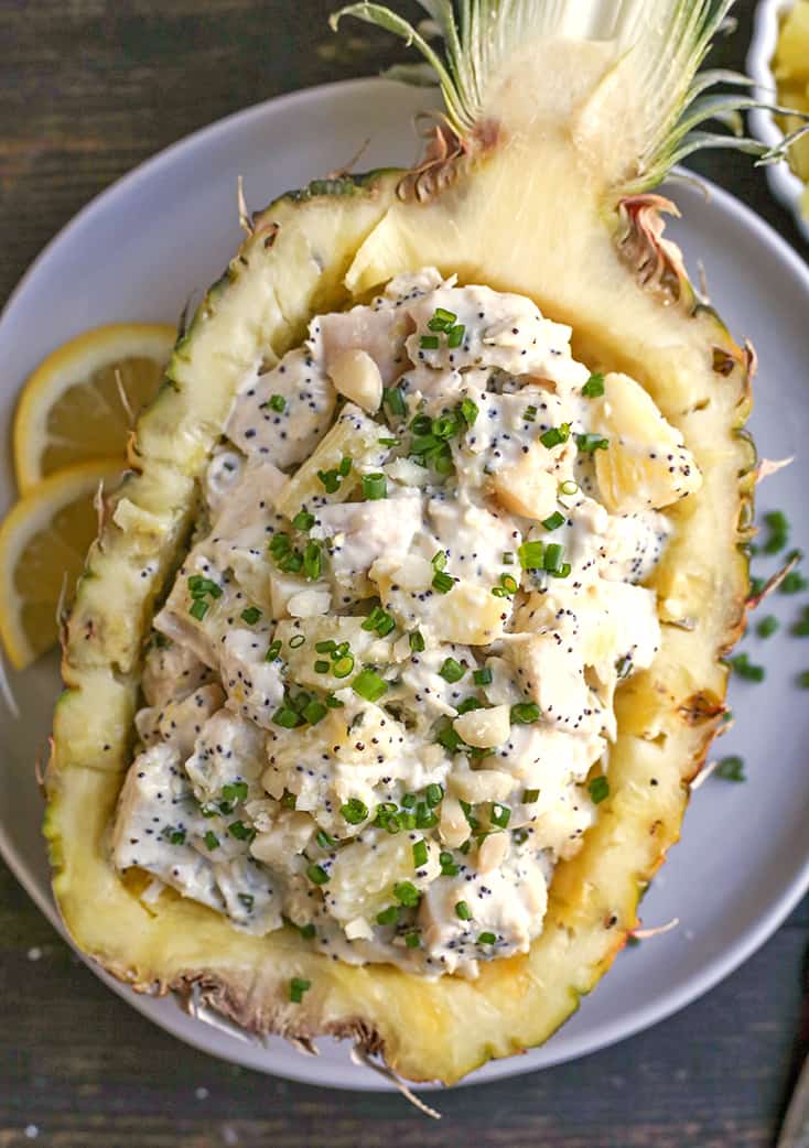 This Paleo Whole30 Lemon Poppy Seed Chicken Salad is a quick, light meal that the whole family will enjoy. Perfect for summer and gluten free, dairy free, and low FODMAP.