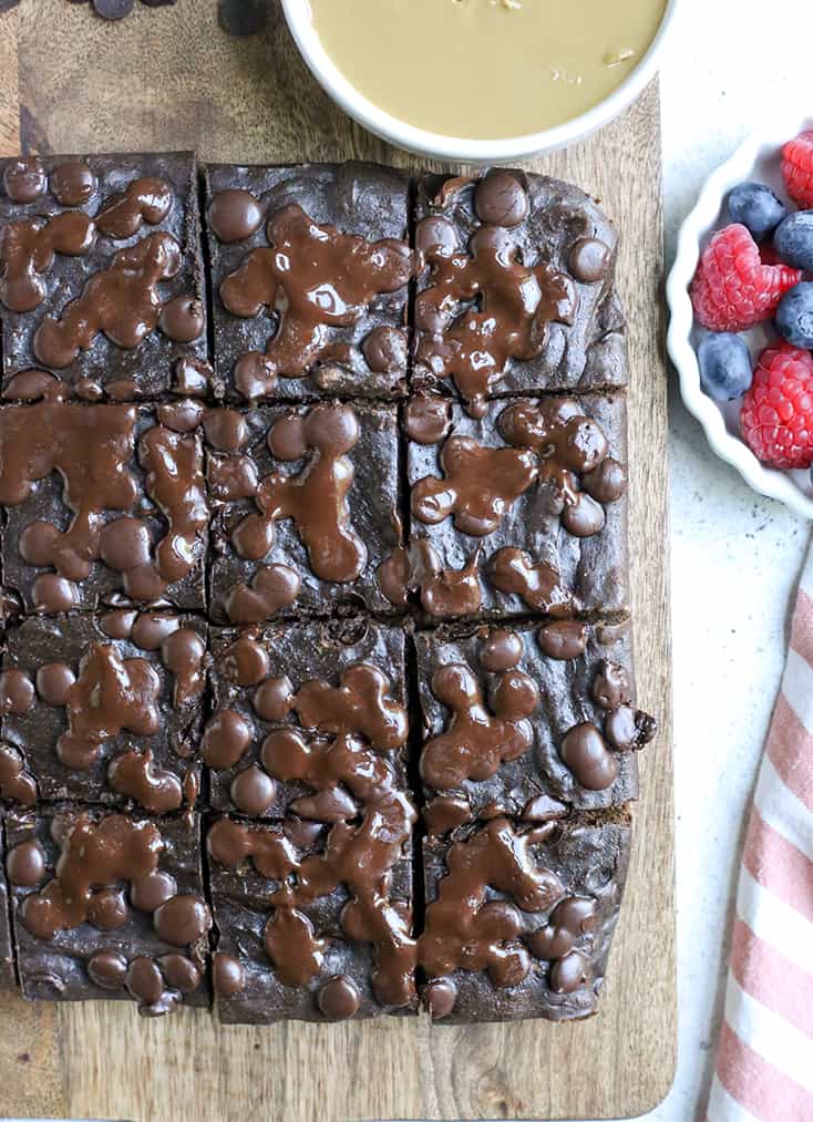 These Paleo Nut-Free Zucchini Brownies are fudgy, sweet and so delicious! They are gluten free, dairy free, naturally sweetened and low FODMAP.