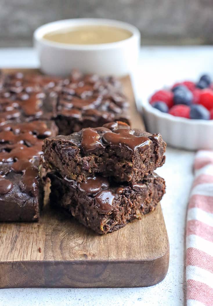 These Paleo Nut-Free Zucchini Brownies are fudgy, sweet and so delicious! They are gluten free, dairy free, naturally sweetened and low FODMAP.