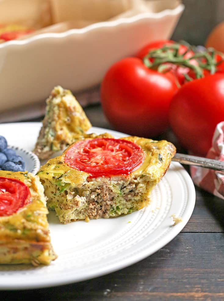 This Paleo Whole30 Sausage Zucchini Breakfast Casserole is flavorful and filling. A delicious meal that is gluten free, dairy free, low carb, and low FODMAP.