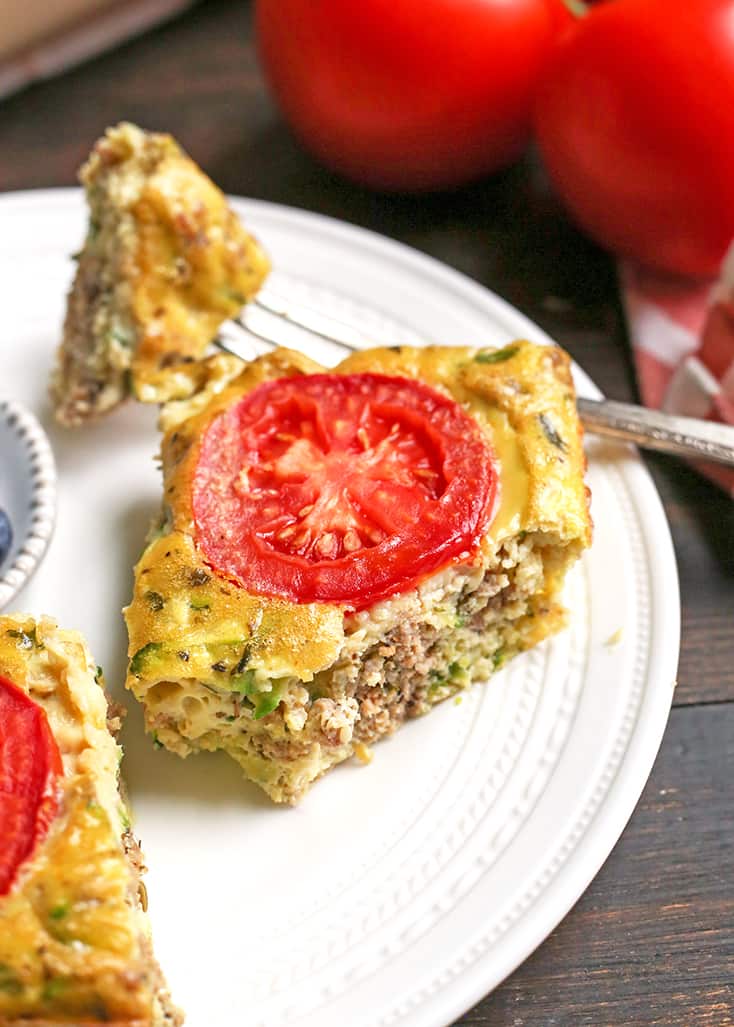This Paleo Whole30 Sausage Zucchini Breakfast Casserole is flavorful and filling. A delicious meal that is gluten free, dairy free, low carb, and low FODMAP.