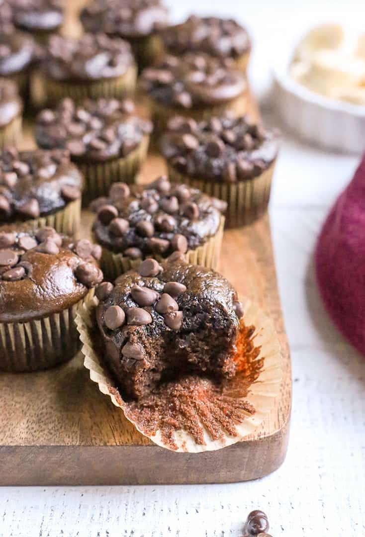 These Paleo Flourless Mini Chocolate Muffins are quick to make and so tasty. They are gluten free, dairy free, nut free, and naturally sweetened.
