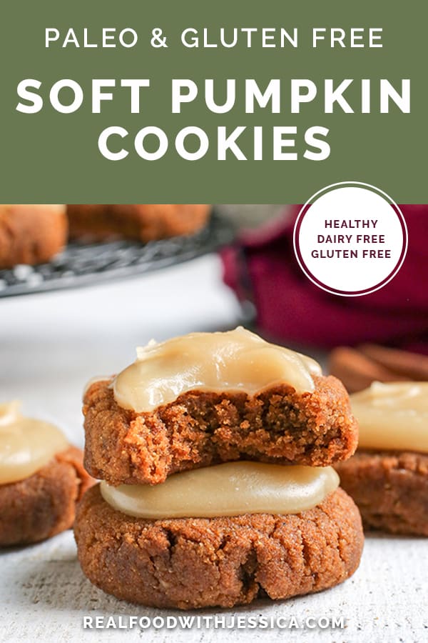 These Paleo Soft Pumpkin Cookies are easy to make and incredibly delicious! A thick pumpkin cookie, spiced just right and topped with a sweet frosting. They are gluten free, dairy free, and naturally sweetened.