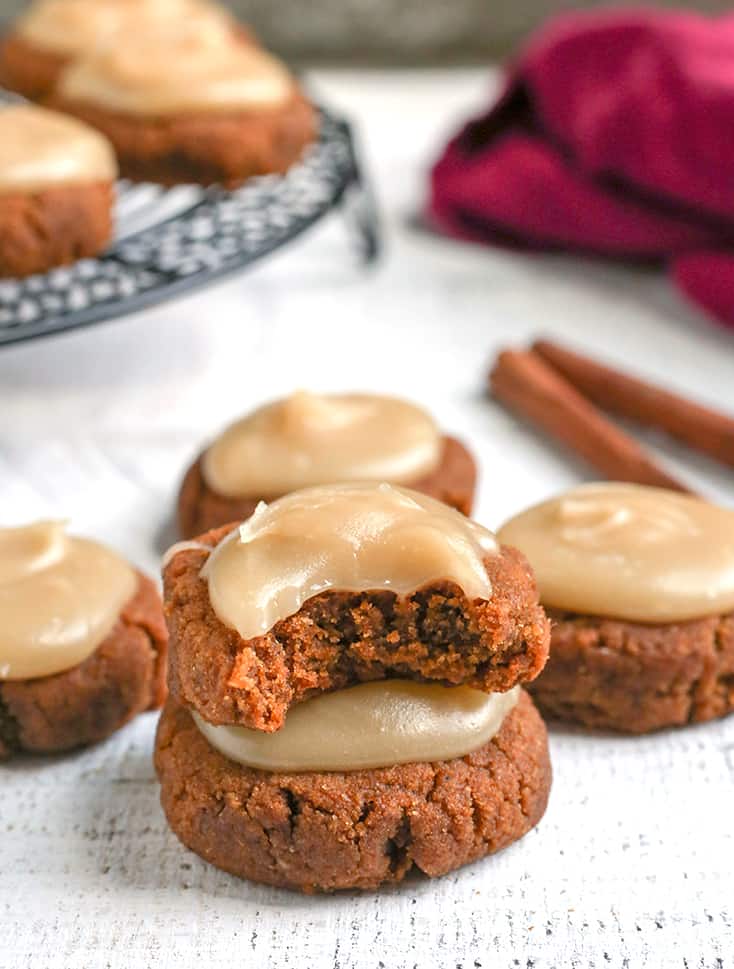 These Paleo Soft Pumpkin Cookies are easy to make and incredibly delicious! A thick pumpkin cookie, spiced just right and topped with a sweet frosting. They are gluten free, dairy free, and naturally sweetened.