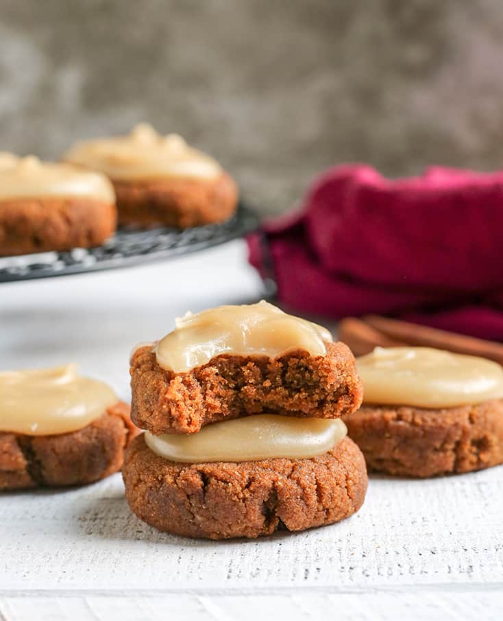 These Paleo Soft Pumpkin Cookies are easy to make and incredibly delicious! A thick pumpkin cookie, spiced just right and topped with a sweet frosting. They are gluten free, dairy free, and naturally sweetened.