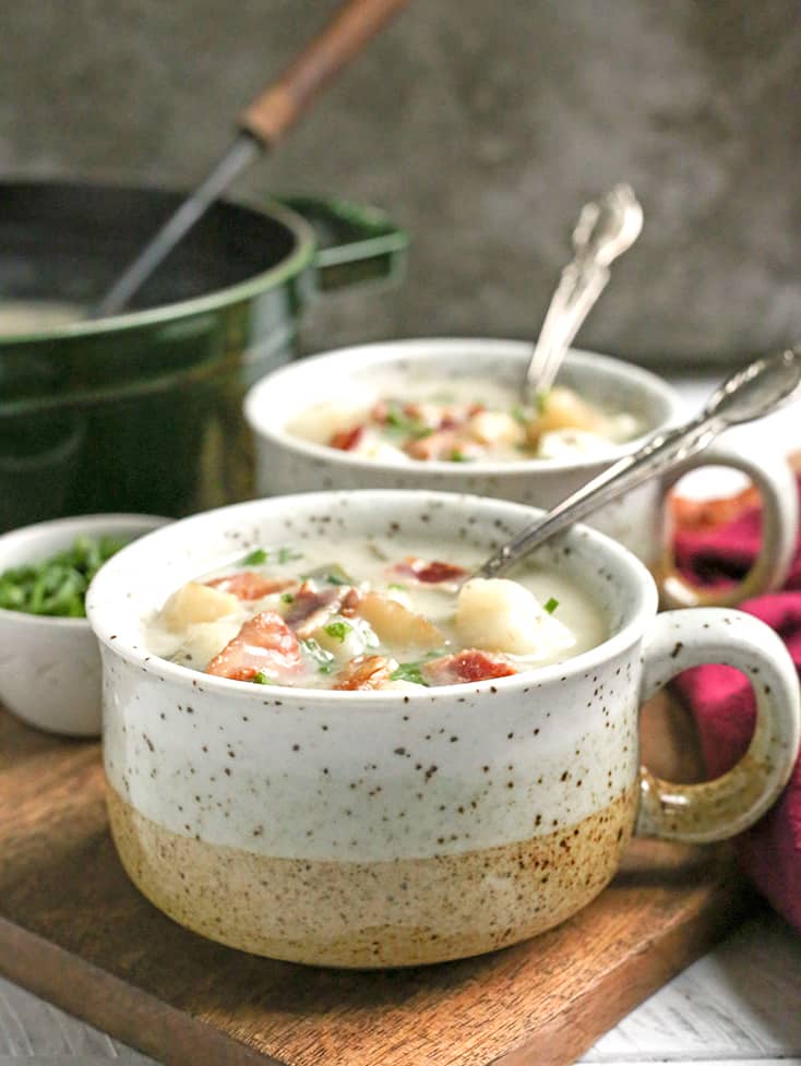 This Paleo Whole30 Loaded Baked Potato Soup is creamy, hearty, and makes a great side dish. Gluten free, dairy free, low FODMAP and sure to become a favorite!