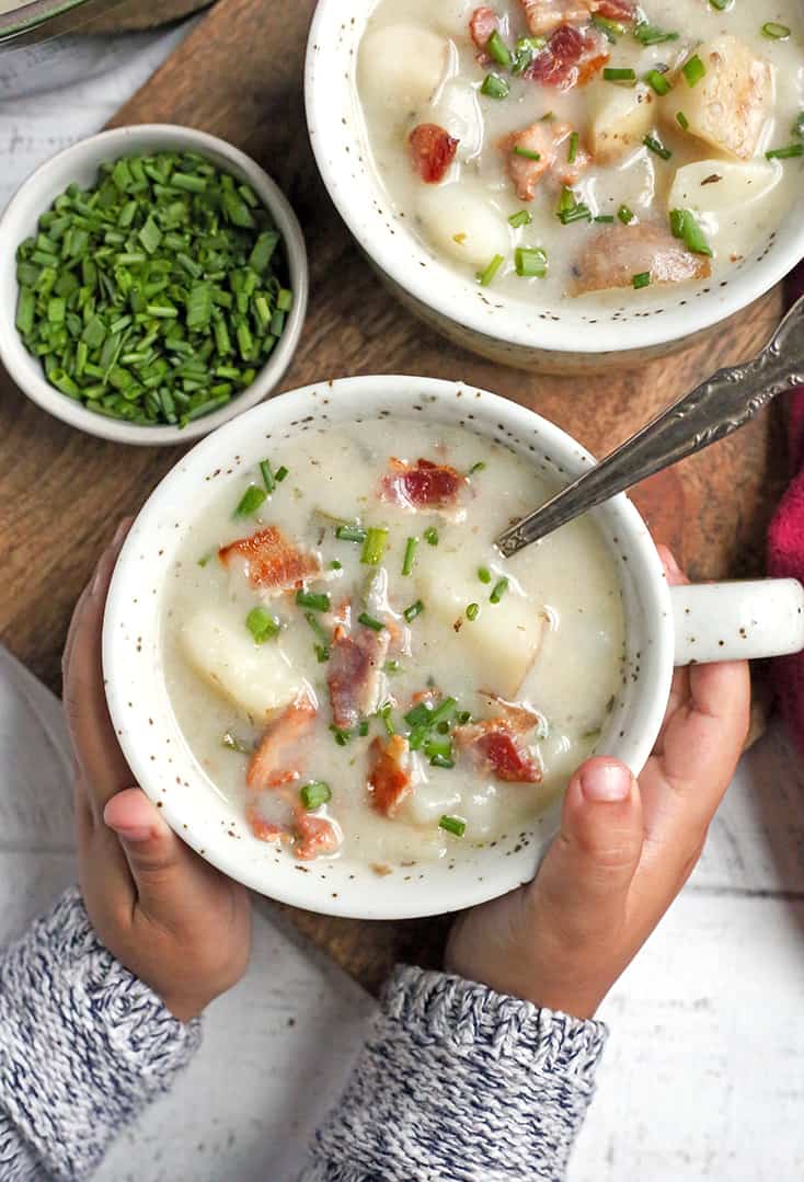 Healthy Potato Soup {Low Calorie, Paleo, Whole30} - Skinny