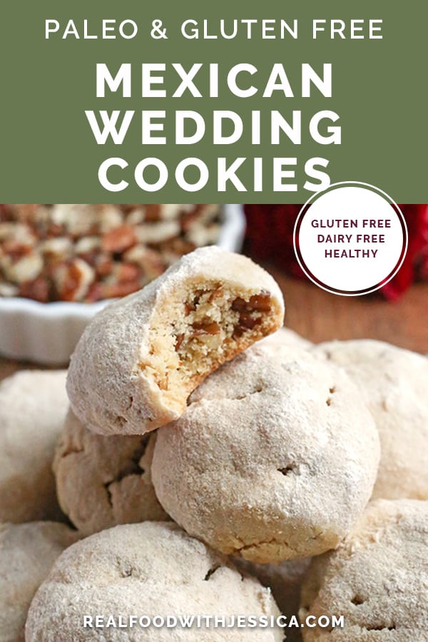 These Paleo Mexican Wedding Cookies also known as snow ball cookies or Russian Tea Cakes, are tender, sweet and so delicious! A tender cookie, packed with pecans, rolled in homemade powdered sugar. They are gluten free, dairy free, and naturally sweetened.