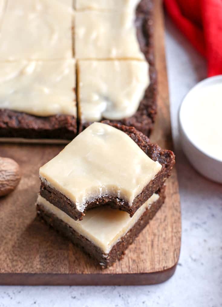 These Paleo Vegan Ginger Molasses Cookie Bars are simple to make and so flavorful. Rich, chewy and sweet while being nut free, gluten free, dairy free with an egg free and vegan option.