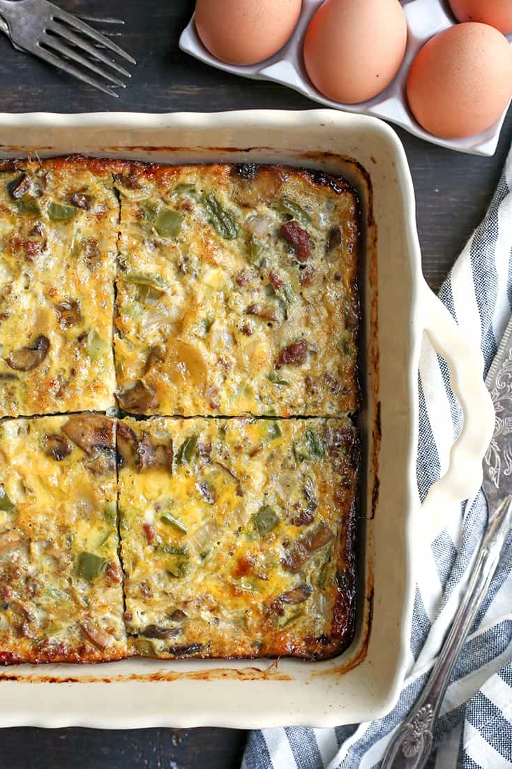 This Paleo Whole30 Philly Cheesesteak Breakfast Casserole is a hearty dish that is packed with veggies and flavor. It's gluten free, dairy free, and sugar free. 