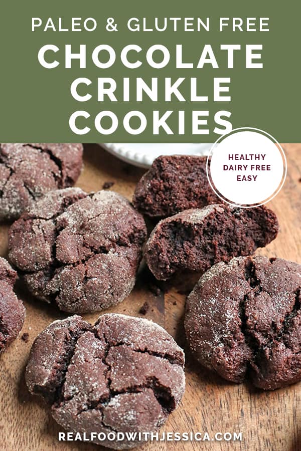 These Paleo Chocolate Crinkle Cookies are rich, thick and so delicious! Gluten free, dairy free, and naturally sweetened.