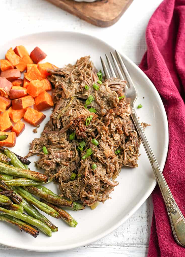 This Paleo Whole30 Mississippi Roast is flavorful, tender, and delicious. Gluten free, dairy free, low carb with a low FODMAP option.