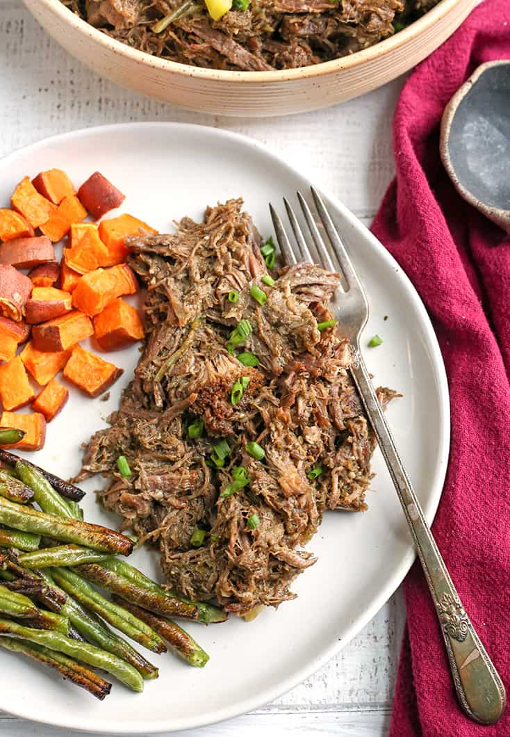 This Paleo Whole30 Mississippi Roast is flavorful, tender, and delicious. Gluten free, dairy free, low carb with a low FODMAP option.