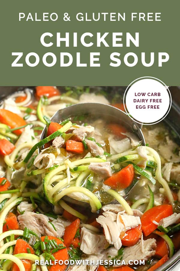 This Paleo Whole30 Chicken Zoodle Soup is just as good as the classic, made healthier. A satisfying soup that is gluten free, dairy free, low carb and low FODMAP.