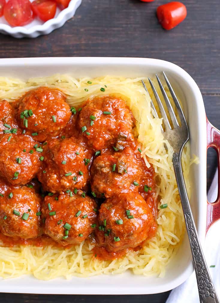 These Paleo Whole30 Instant Pot Meatballs are quick and flavorful. With just 8 minutes of cook time and they stay tender and juicy. They are gluten free, dairy free, low carb, and low FODMAP.