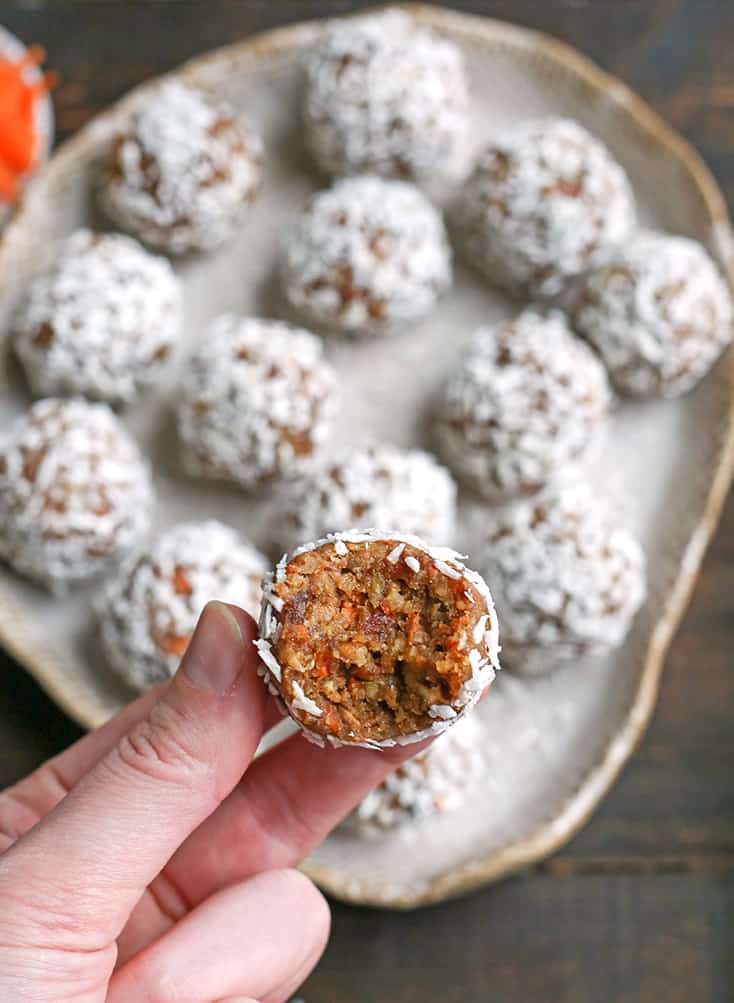 holding carrot cake balls