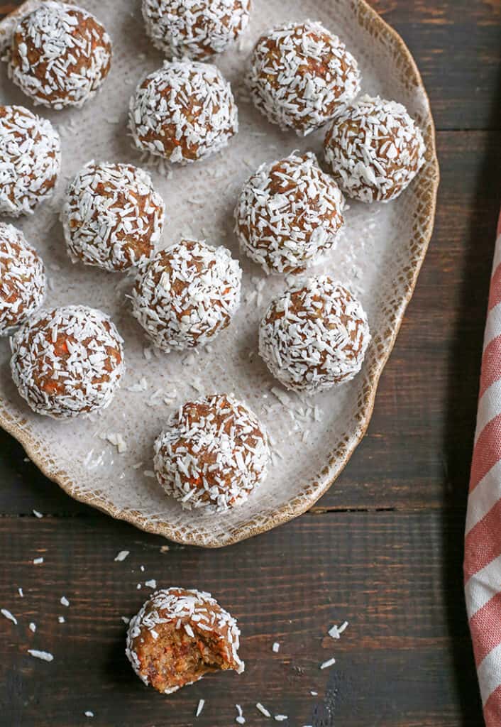 plate of carrot cake balls