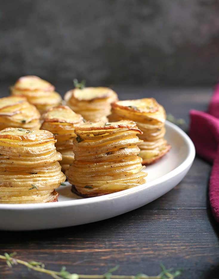 a plate of paleo vegan potato stacks 