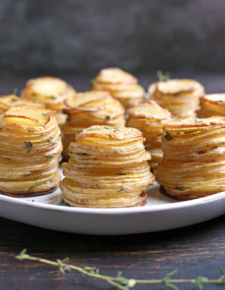 side view of a plate of paleo whole30 potato stacks 