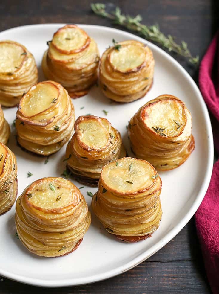 plate with paleo potatoes stacks on it