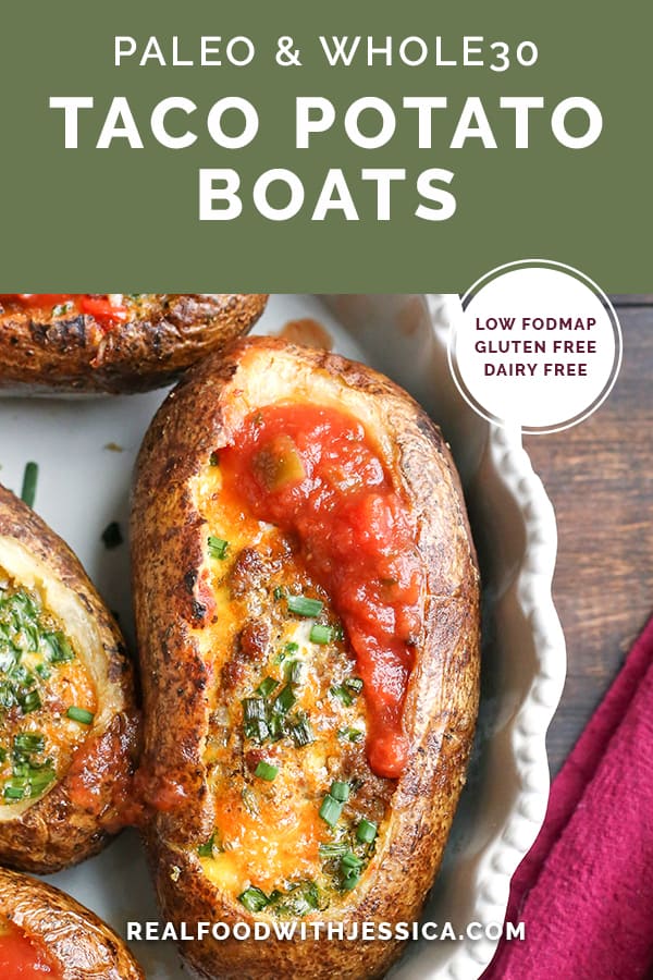 taco potato boats with text