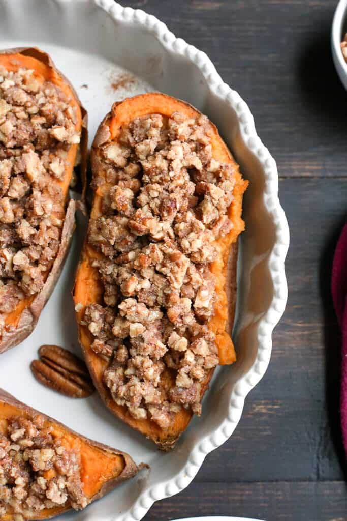 Pecan Pie Twice Baked Sweet Potatoes - Real Food with Jessica