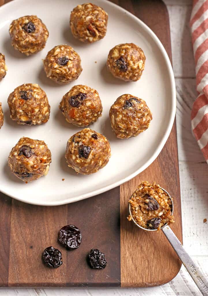 paleo granola bites on a plate