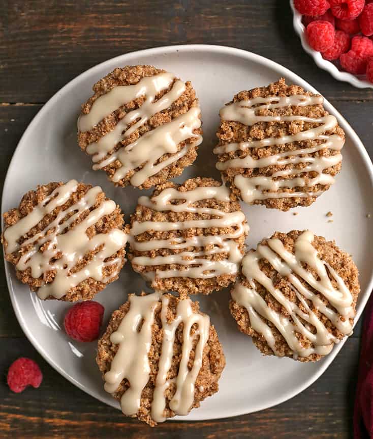 paleo coffee cake muffins on a plate