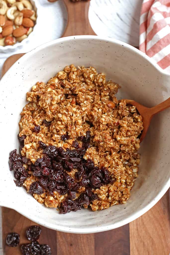 the dough before it is rolled into paleo granola bites