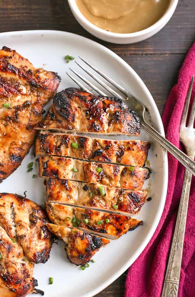 grilled chicken sliced on a plate