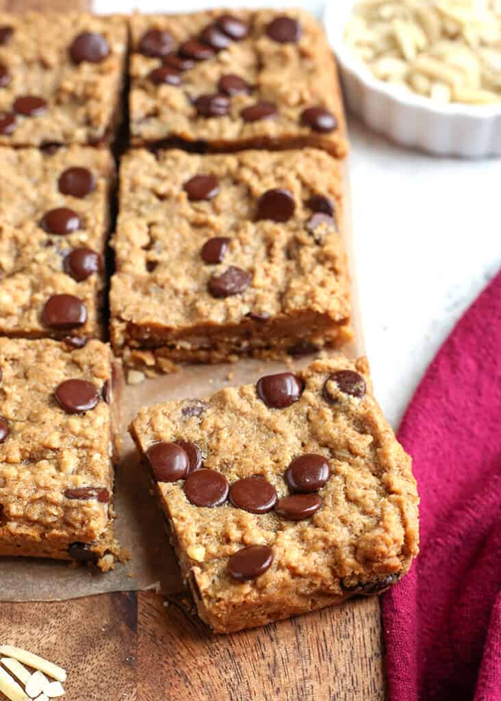 oatmeal cookie bars on a cutting board