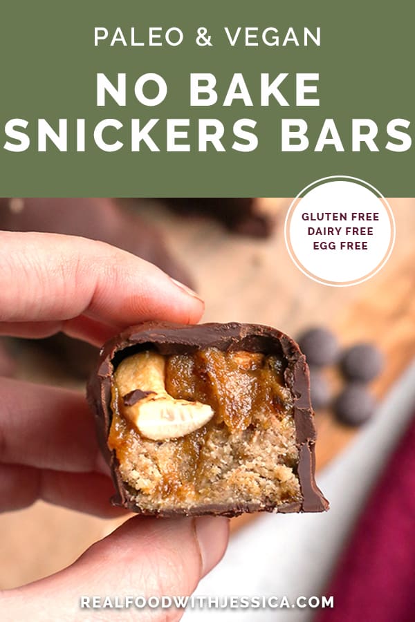 paleo snickers bar with text