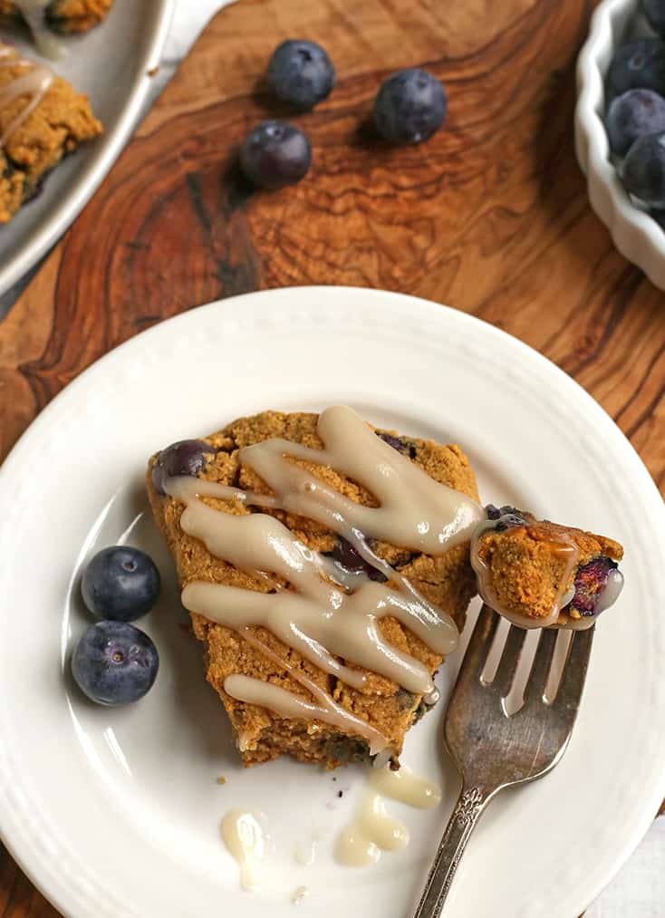 paleo blueberry scone on a plate 