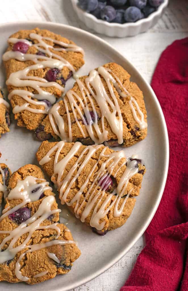 a plate of paleo blueberry scones