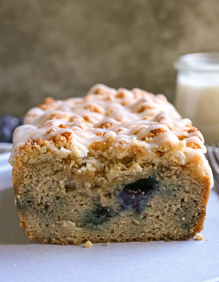 inside view of paleo blueberry bread