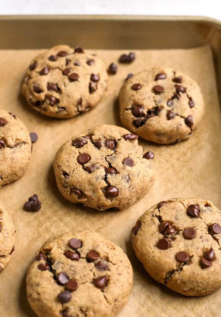 paleo vegan cookies on a cookie sheet 