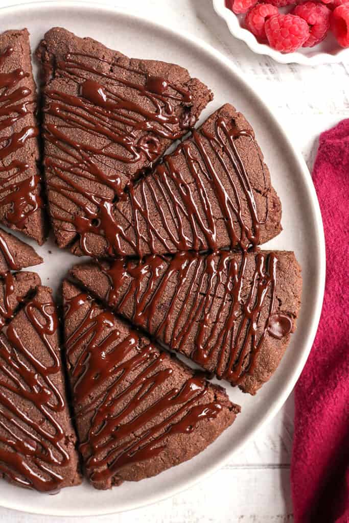 a plate of paleo triple chocolate scones