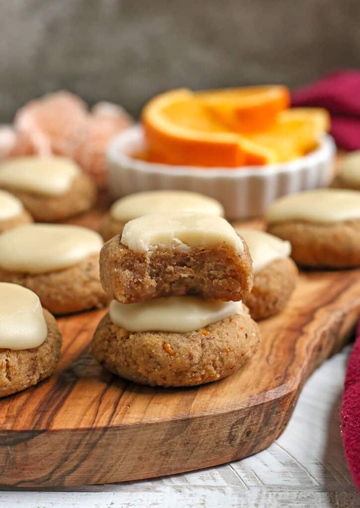 vegan paleo orange cookies on a cutting board 